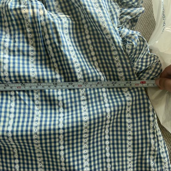 NWT Max studio women's embroided top,button down, gingham print,white, boho - Picture 13 of 14